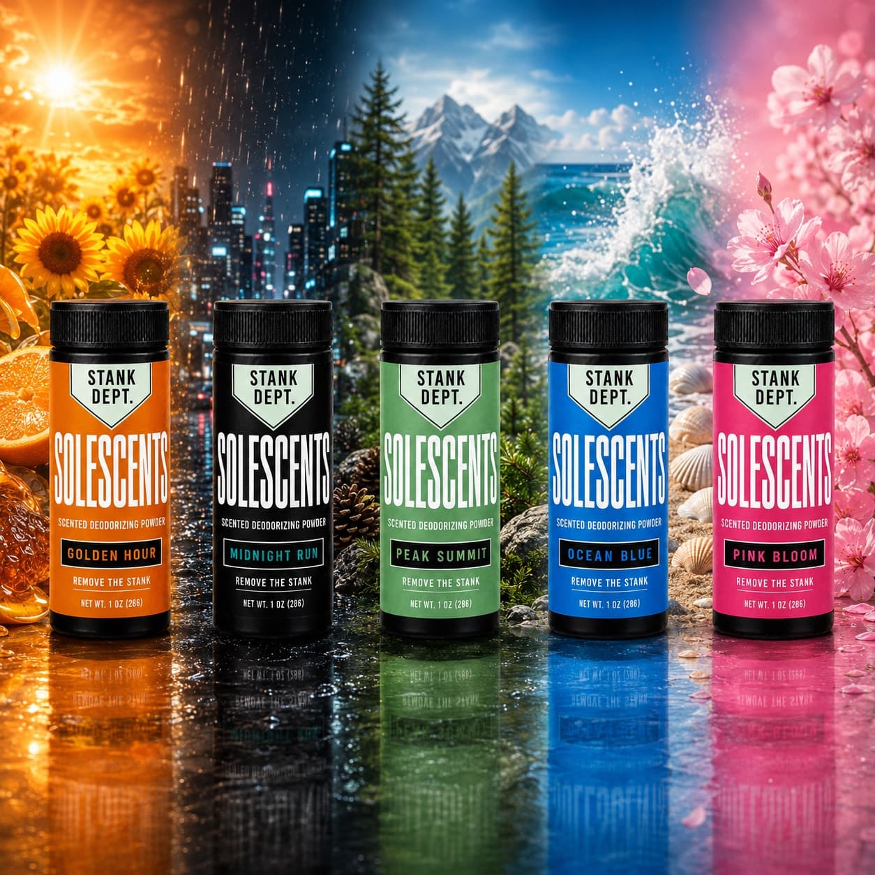 All five SoleScents bottles